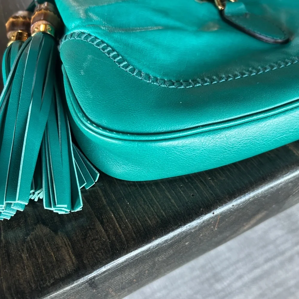 Gucci Turquoise Green Jackie O Tassel Hobo Bag - Picture 13 of 14